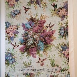 Lena Liu Floral Tapestry Wall Art with Hummingbirds 50x60